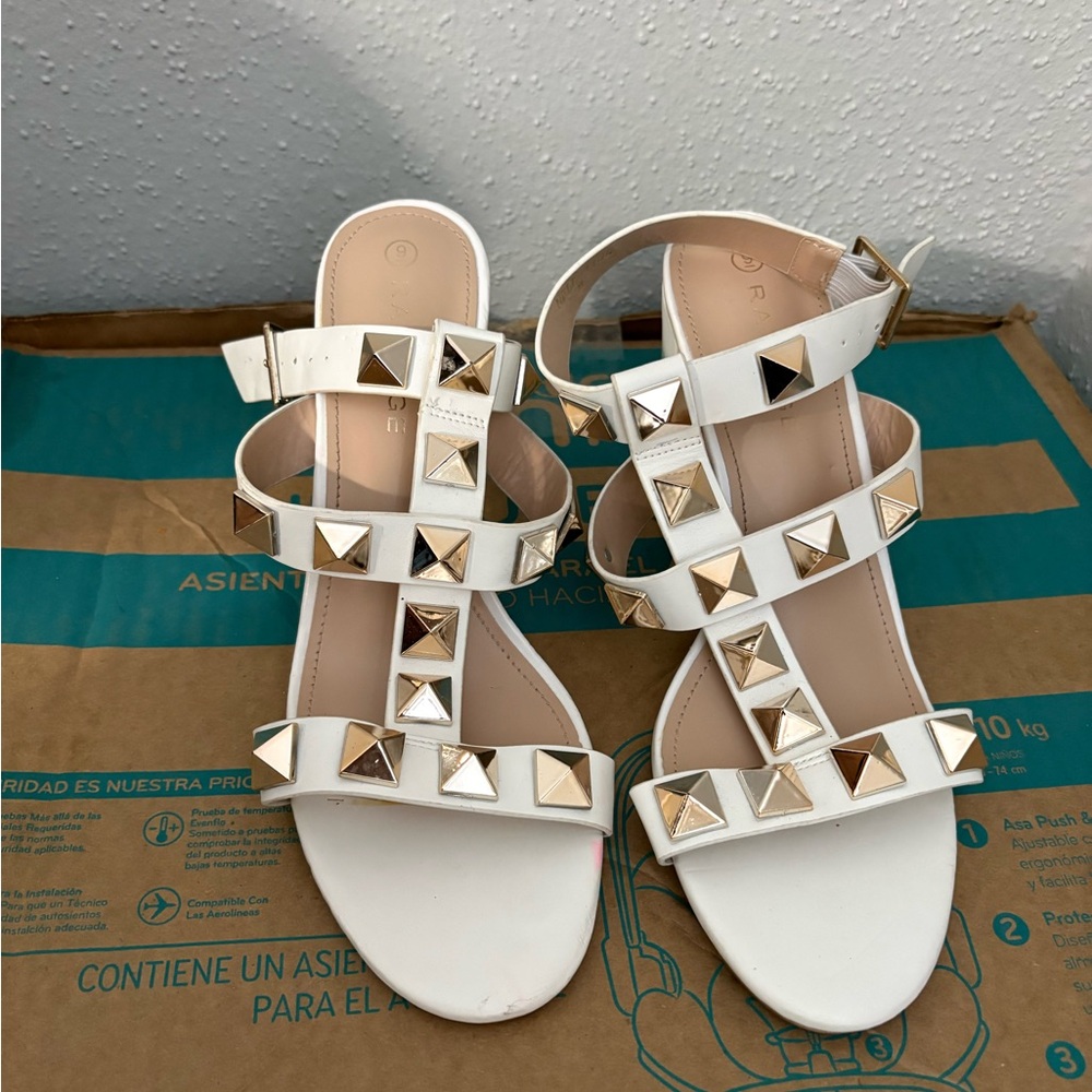 Rampage White heels with Gold Accents